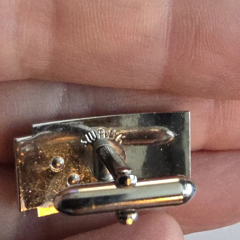 Vintage cuff links letter N silver tone gold tone initial alphabet monogram
